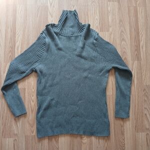 Jessica London Gray Ribbed Turtleneck Sweater